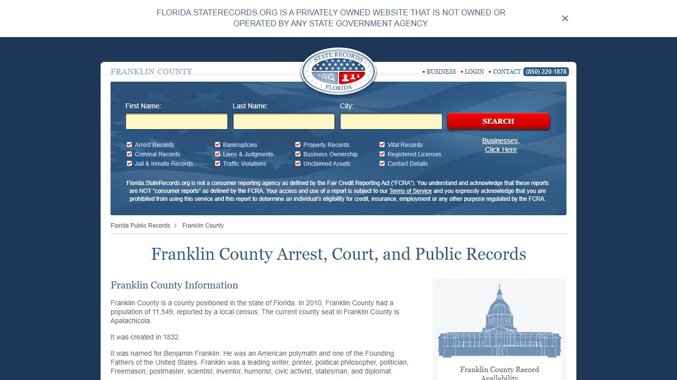 Franklin County Arrest, Court, and Public Records