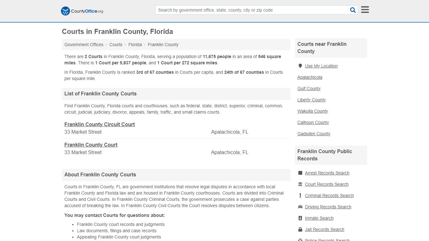 Courts - Franklin County, FL (Court Records & Calendars)